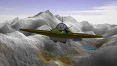 Нацистская летающая тарелка над горами Антарктиды. Рисунок.